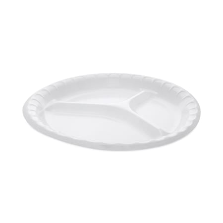 Pactiv Laminated Foam Dinnerware, 3-Comp Plate, 10.25in Dia, White, PK540 0TK10044000Y